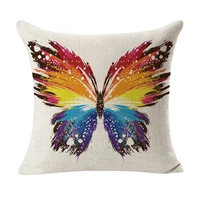 butterfly cotton linen pillow cushion cover for sofa 4444cm decorative pillowcases square car pillow waist backrest seat cover