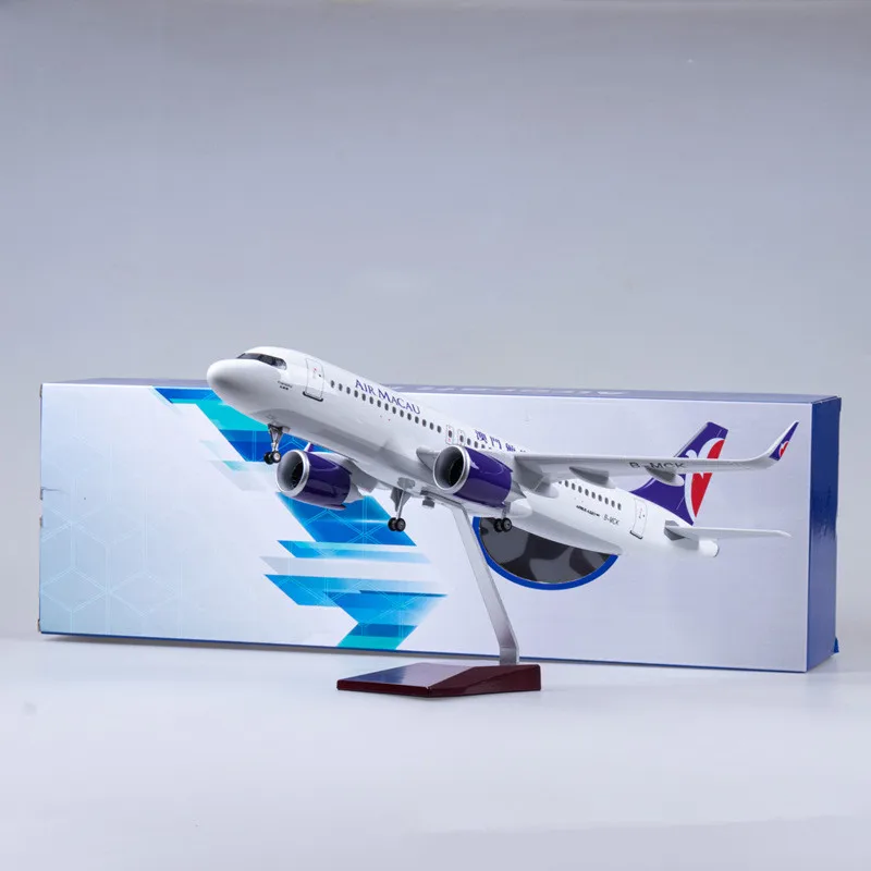 

1:80 Scale Diecast Model Macau Airlines A320 NEO Resin Airplane Airbus With Light And Wheels Toy Collection Display Gifts