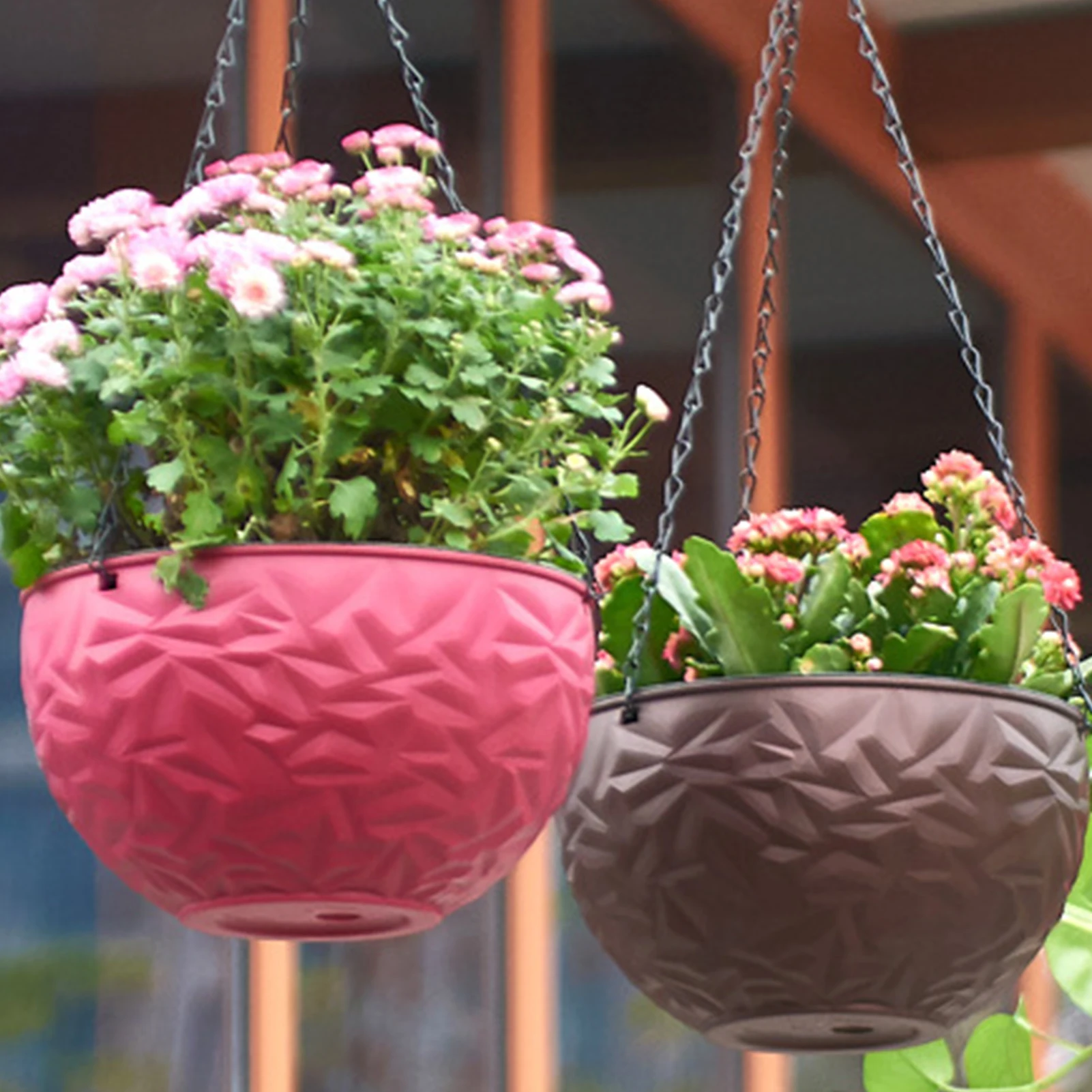 

Hanging Basket Double-Layer Flower Pots for Hanging Plants Free Watering Lazy Flower Pot With Detachable Chain for Balcony Decor