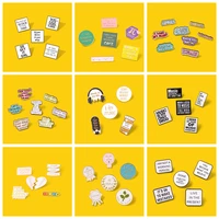5 6pcssets sentence enamel pin comfort encourage words music lover brooches badge accessories backpack gift jewelry wholesale