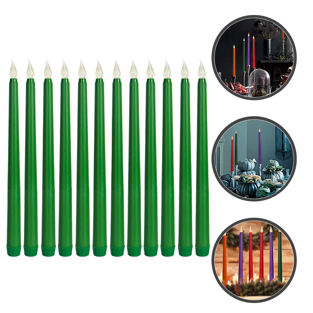 12 шт. цветные огни конические свечи свадебные светодиодные беспламенные