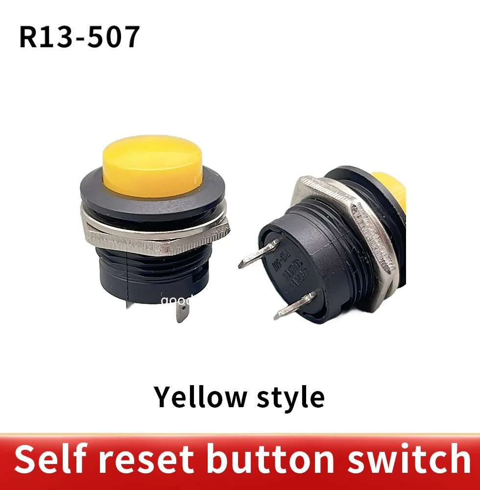 

6 шт., встроенный кнопочный переключатель SPST без красного, черного, белого, желтого, зеленого, синего цветов, 6 цветов