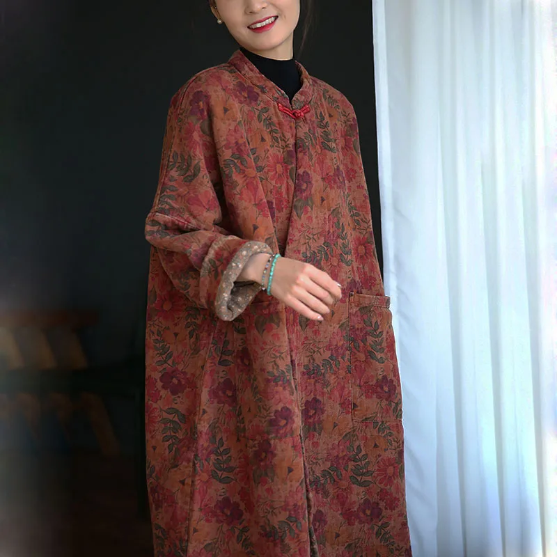 Оригинальный хлопковый кардиган с принтом в стиле ретро свободная куртка