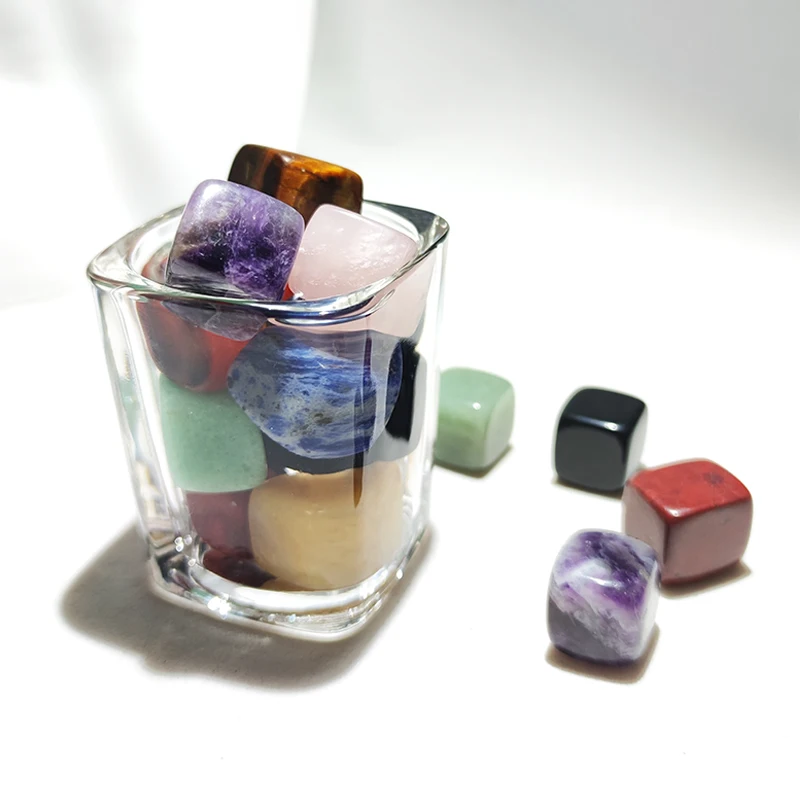 Natural Crystal Stone Ice Tartar Amethyst Rough Polished Cube Sculptures Square Suitable Crafts for Alcoholic Beverages 1PC