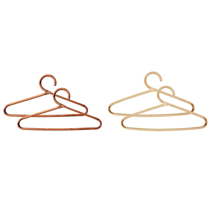 

2PCS Rattan Clothes Hanger Style Garments Organizer Rack Adult Hanger Room Decoration Hanger For Clothes Scarf