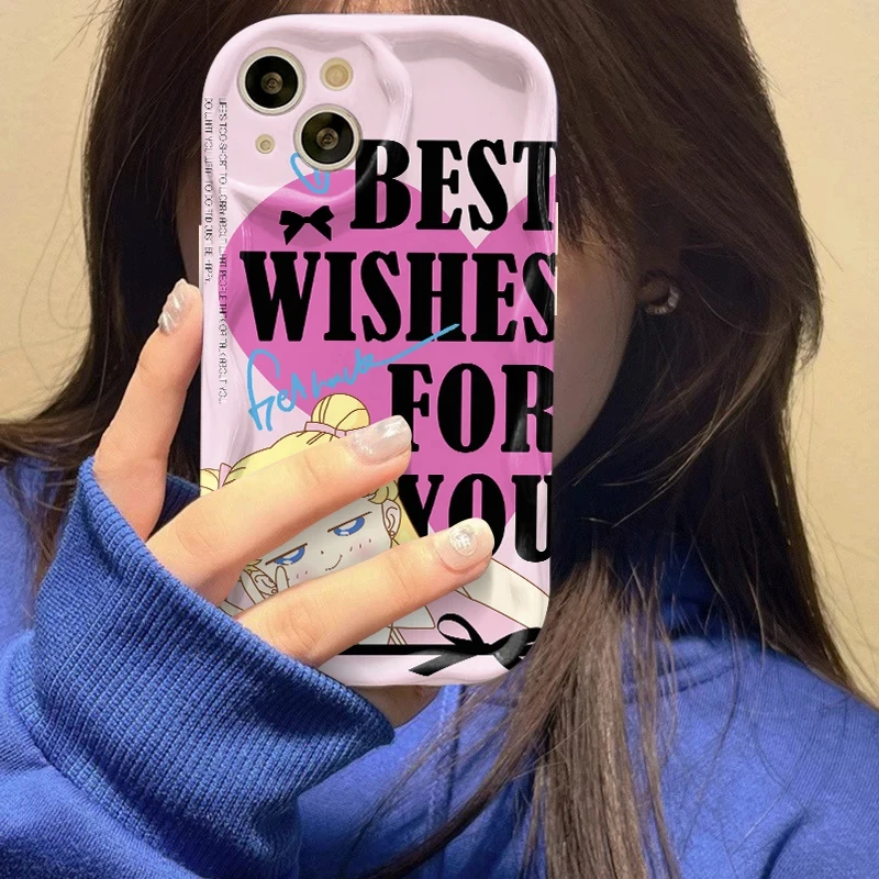 S-Sailors M-Moons 3D Wave Phone Case For Samsung Galaxy S25 S24 S23 S21 S20 FE Plus Ultra 5G Girls Gift Soft Silicone Back Cover