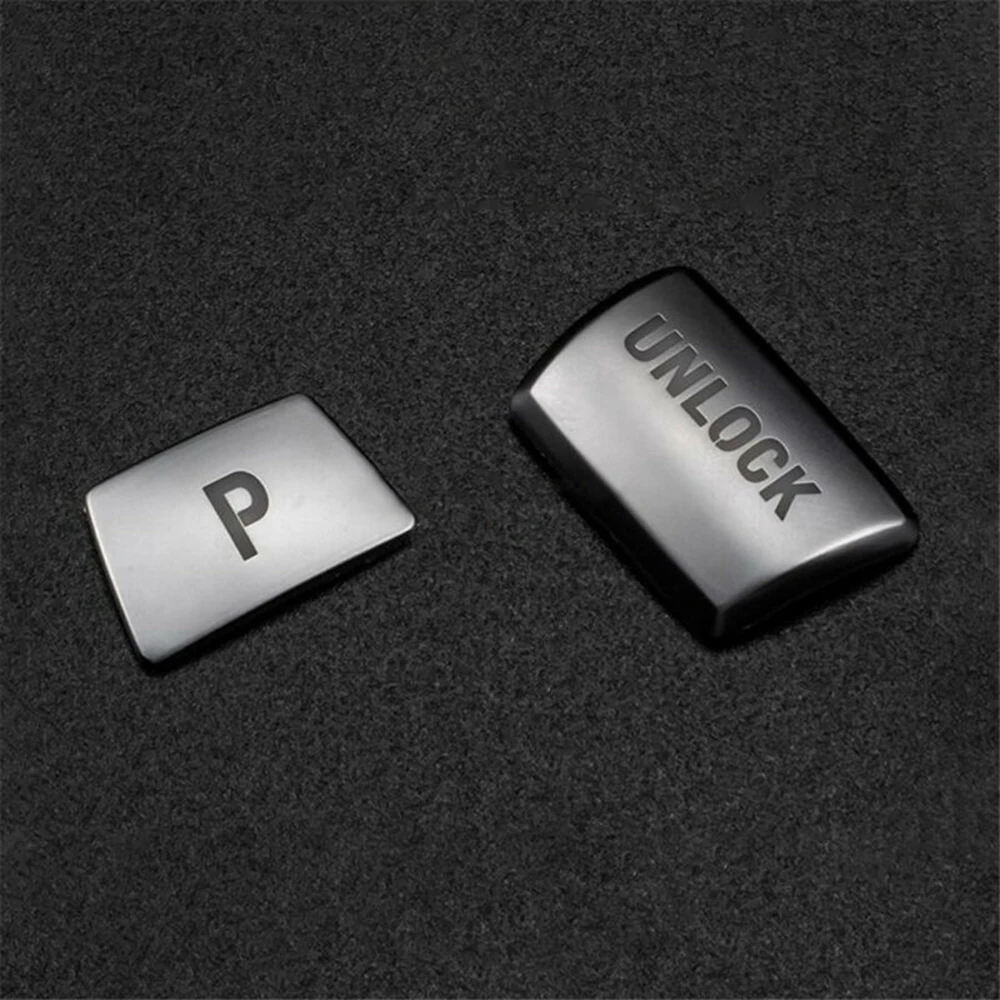 

2pcs Button Cover Knob \\\\\\\"P\\\\\\\" Unlock button Accessories Cover Matte silver ABS For left hand drive car High quality