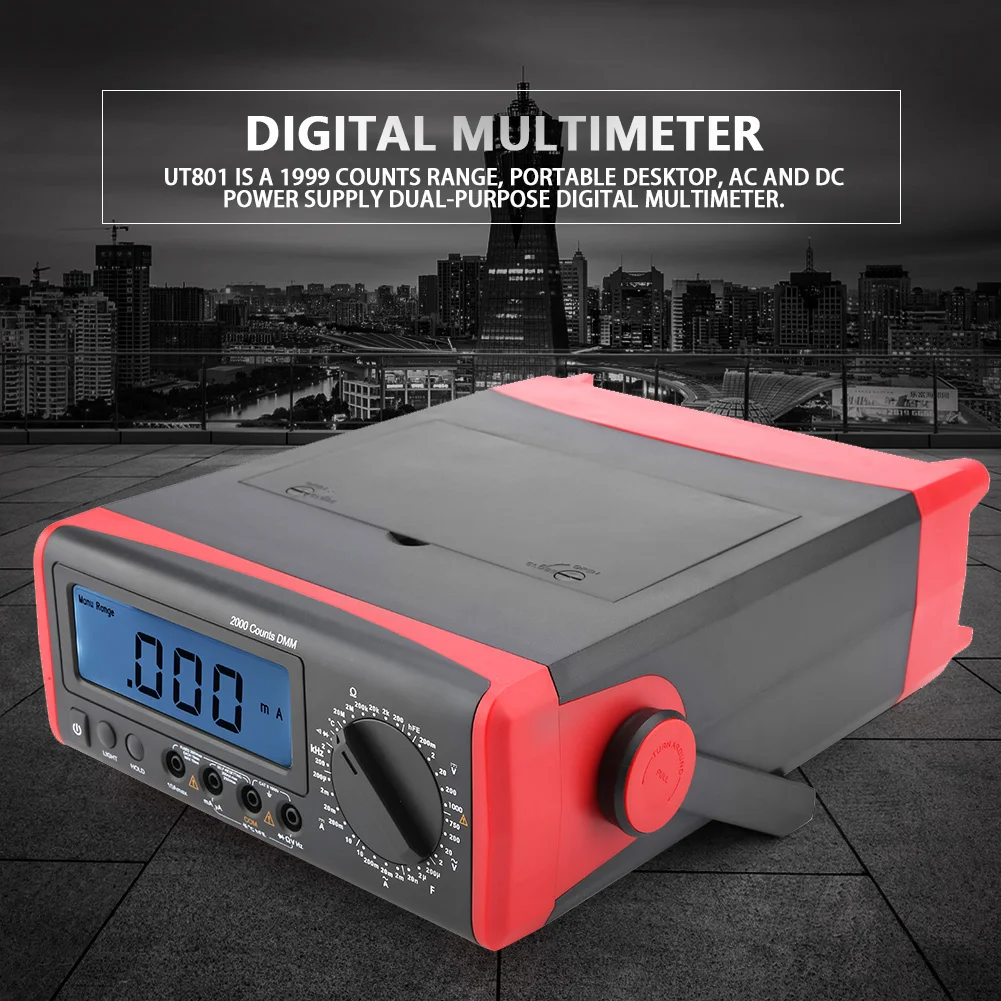 UT801 Настольный ЖК-дисплей Цифровой мультиметр Термометр 1999 отсчетов США Plug 110V