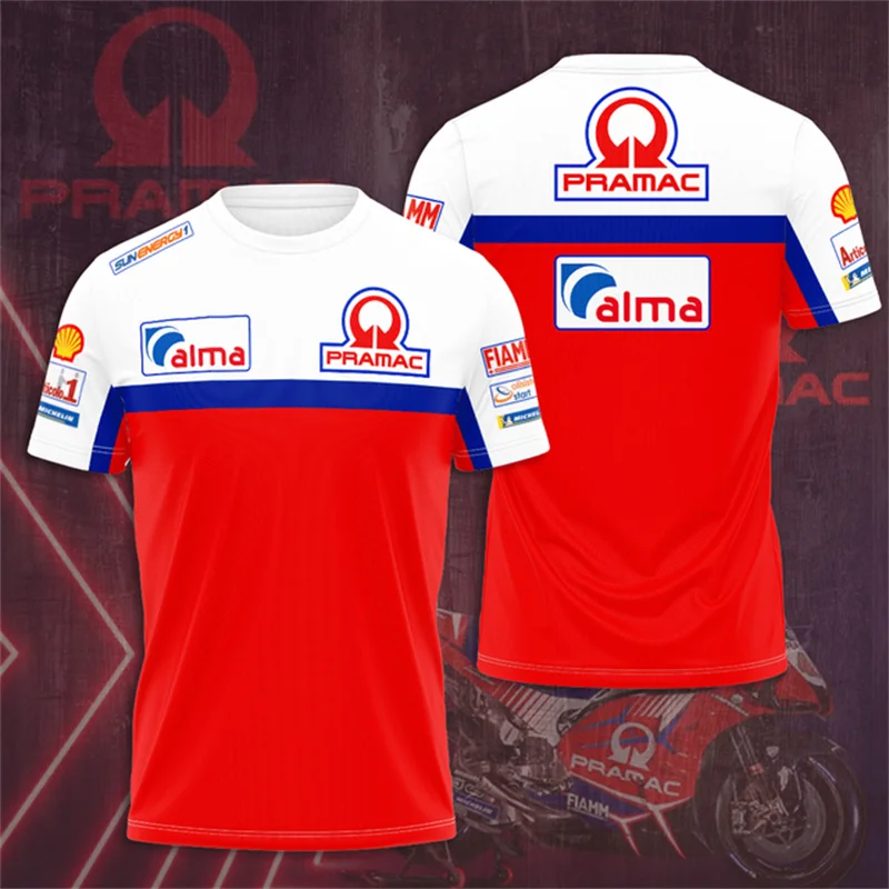 

Summer 3D Printed Men's Motorcycle PRAMAC Racing Breathable O-neck Short Sleeve Men's MOTO GP Sports T-shirt Men's Casual Top