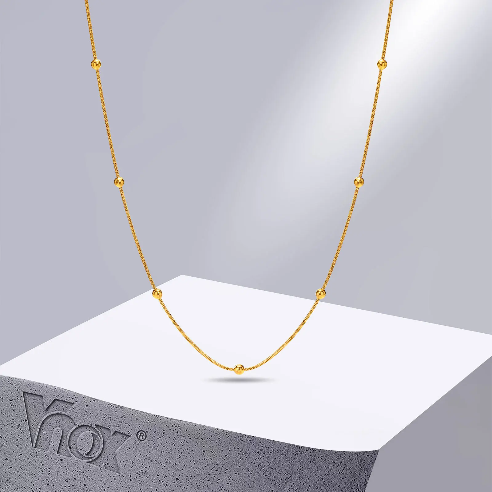 

Vnox Delicate Satellite Chain Necklaces for Women,Chic Gold Color Anti Allergy Stainless Steel Choker Collar Jewelry Gift to Her