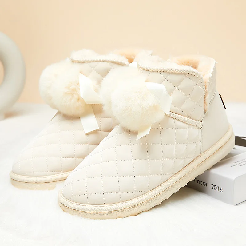 Y2k Warm Fur Women Snow Boots Cute Suede Winter Shoes Ball Boots Female Fashion Boots Non-Slip Snow Casual Comfort Flats Shoes
