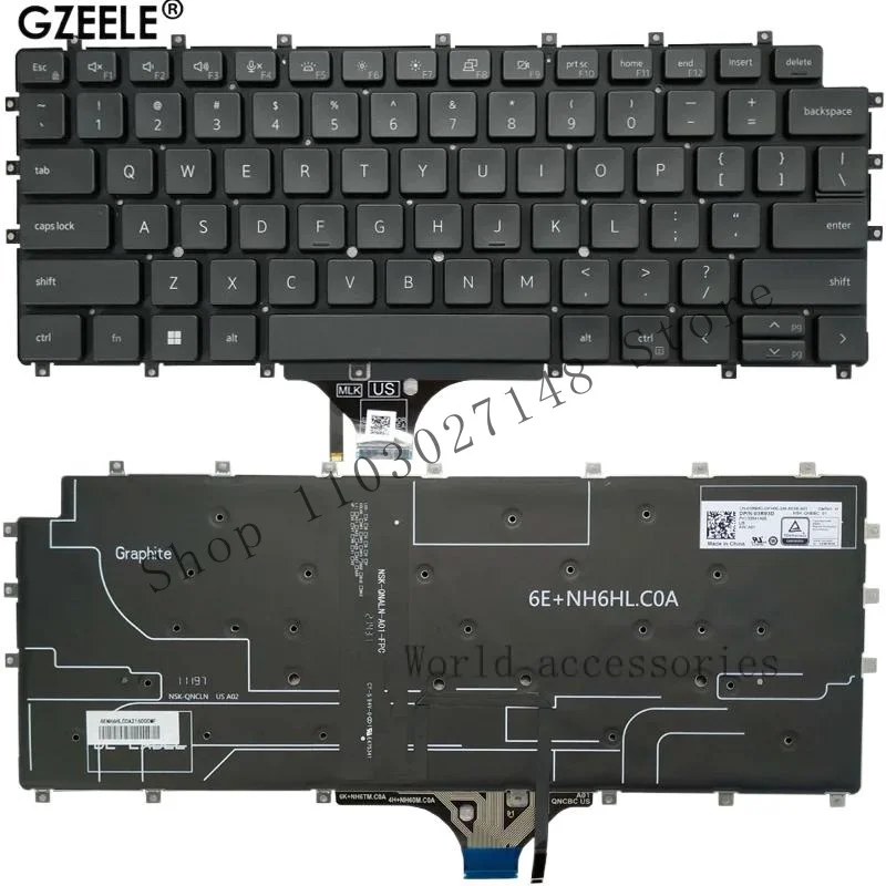 WYORESY США новая клавиатура для ноутбука Dell Latitude 9510 9520 2-в-1 английская черная с