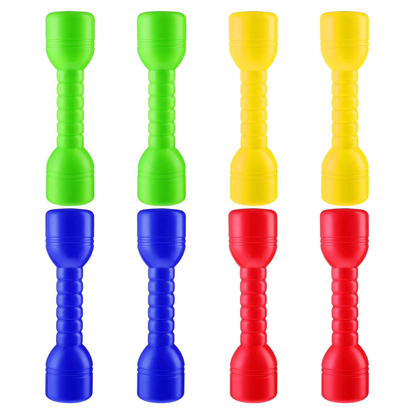 

LIOOBO 8 Pcs 4 Colors Plastic Dumbbells Ergonomic Children Morning Exercise Barbells Hand Bar for Kindergarten