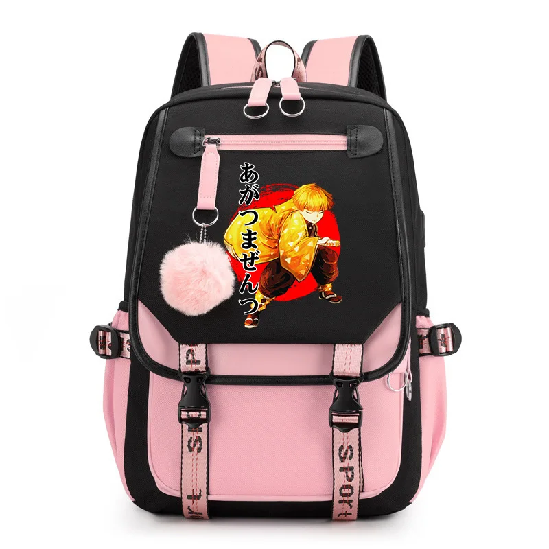 

Anime Demon Slayer School Bags for Girls Agatsuma Zenitsu Cosplay Backpack Oxford Laptop Bag Outdoor Backpacks Travel Rucksack
