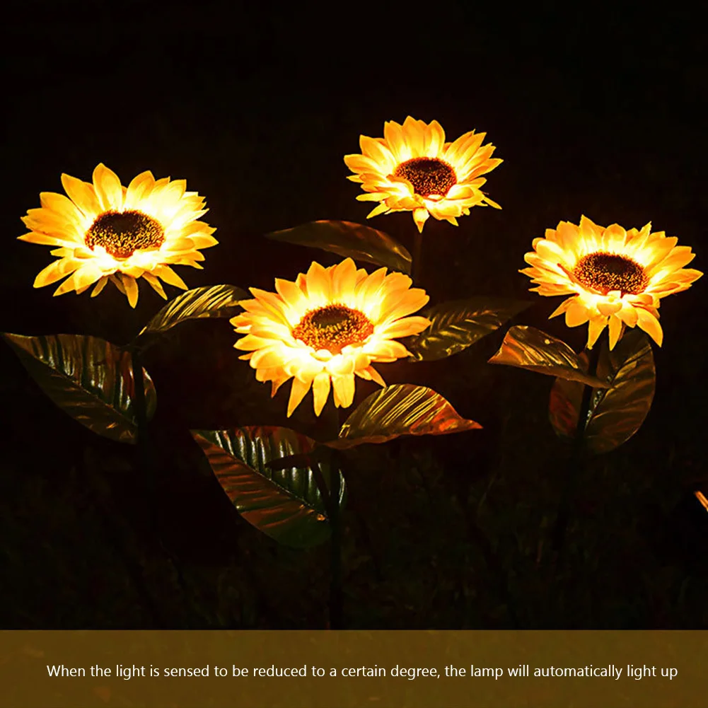 

LED Sunflower Lawn Lamp Waterproof Solar Decorative Pathway Landscape Lights Easy Installation Automatic Switch for Home Garden