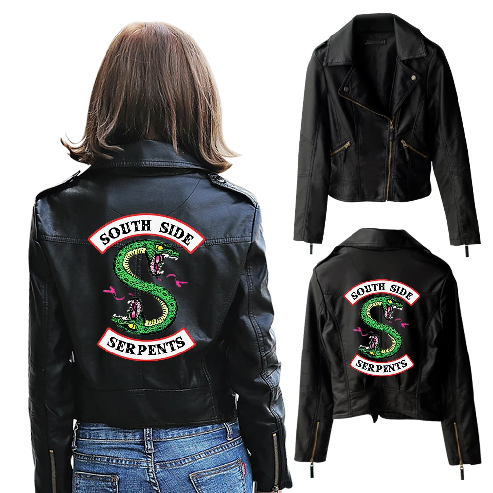 

2022 New Riverdale PU Jackets Printed Southside Riverdale Serpents Jacket Women Riverdale Serpent Streetwear Leather Jacket