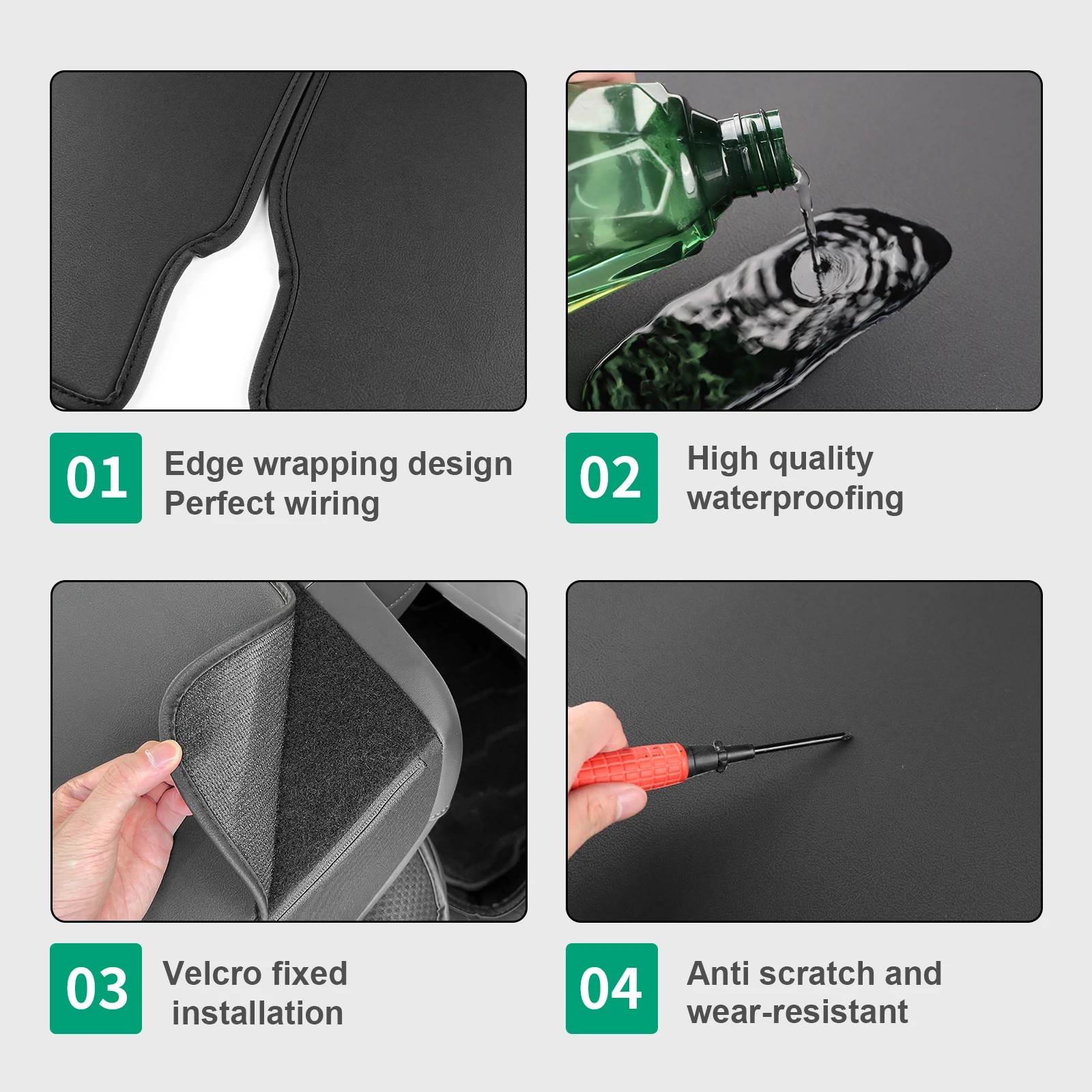 3 шт. защитные накладки на сиденья автомобиля из ПУ кожи