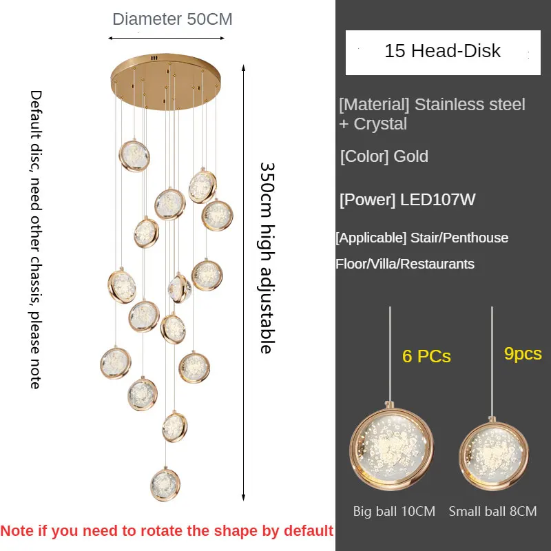 

Потолочная люстра Qyartistry Дуплексный Хрустальный Лофт золотого цвета