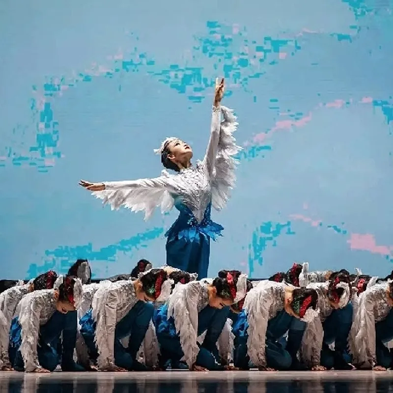 Детский костюм синей птицы для девочек одежда выступлений фестивалей и танцев с