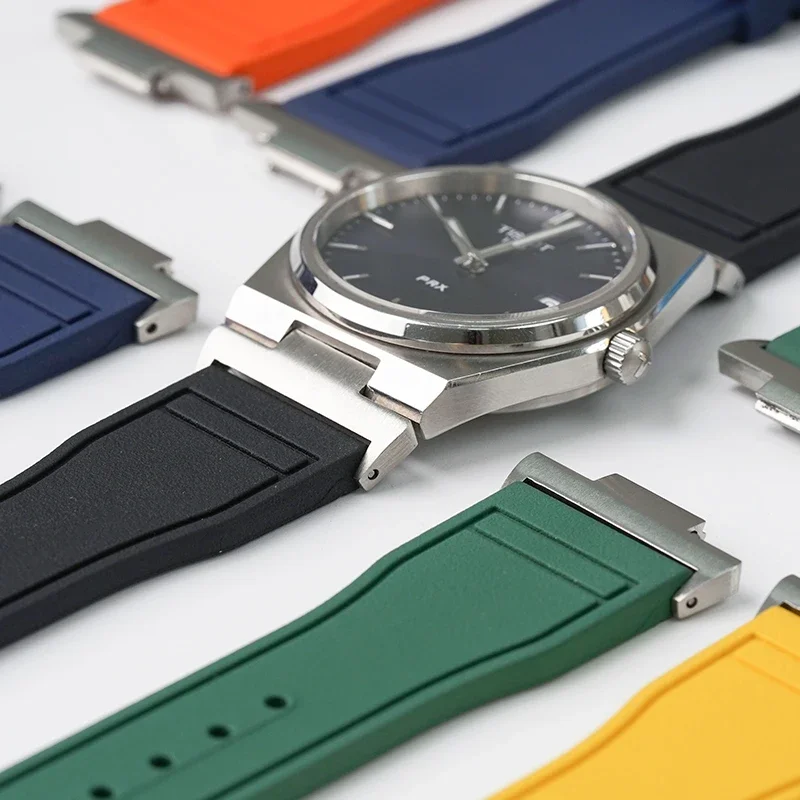 Адаптер ремешка FKM для Tissot PRX T137.407/T137.410 Super Player 40 мм Мужской флюорорезиновый