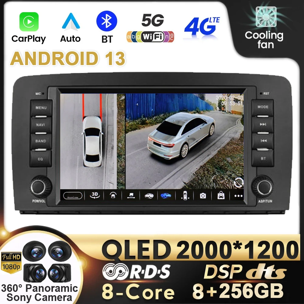 

Car Radio Carplay 8G 256G AI Android 13 For Mercedes Benz R-Class W251 R300 R280 R320 R350 R500 R63 AMG Multimedia Player GPS 4G