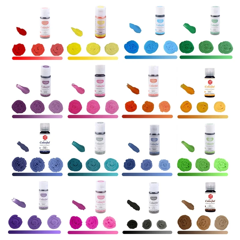

16 Colors Food Coloring Set Vibrant Liquid Food Colors Frosting Dye Tasteless for Baking Cake Decorating Cooking Fondant