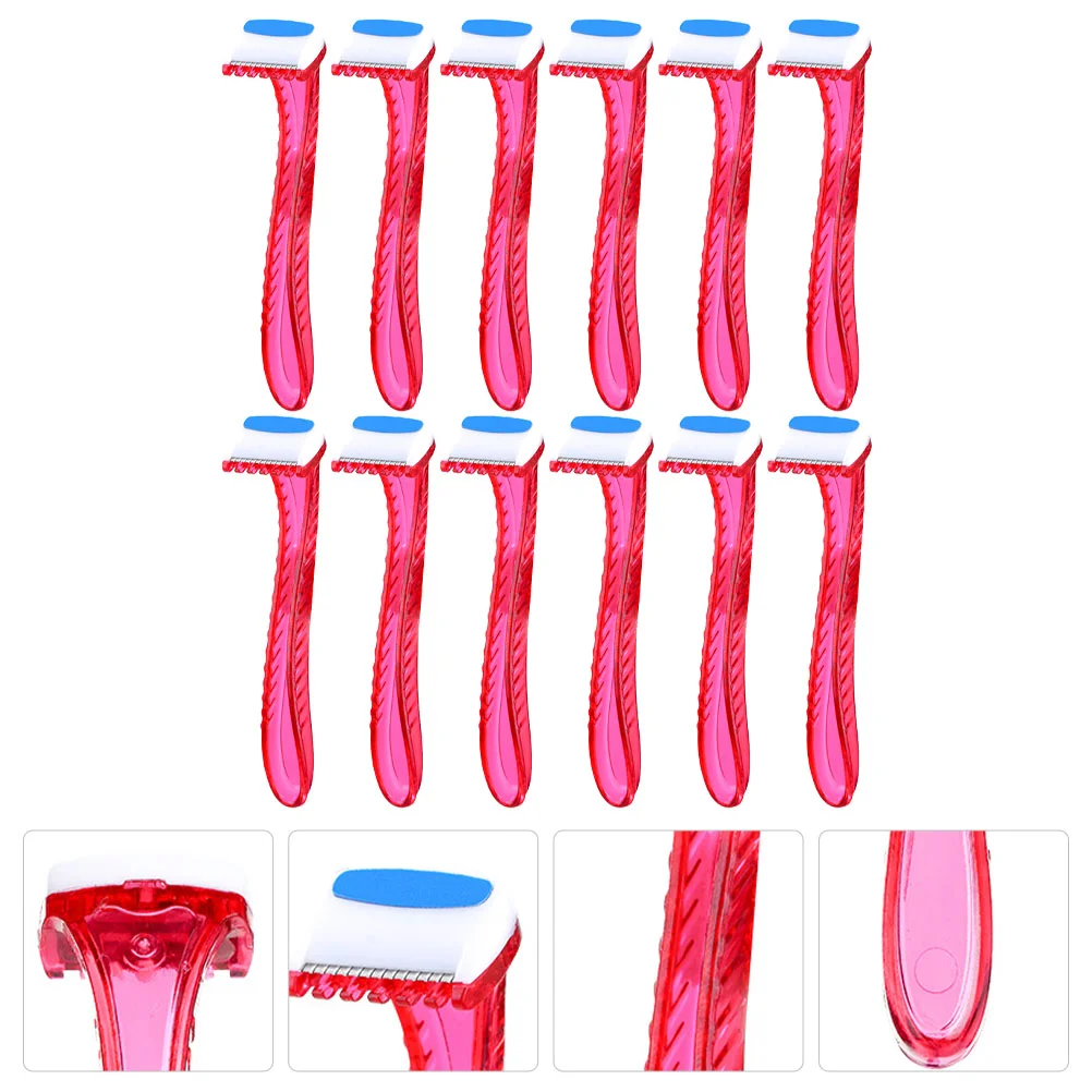 

12 Pcs Women’s Disposable Shaver Hair Removal Instrument Woman Remover Removing Device Plastic T-Type