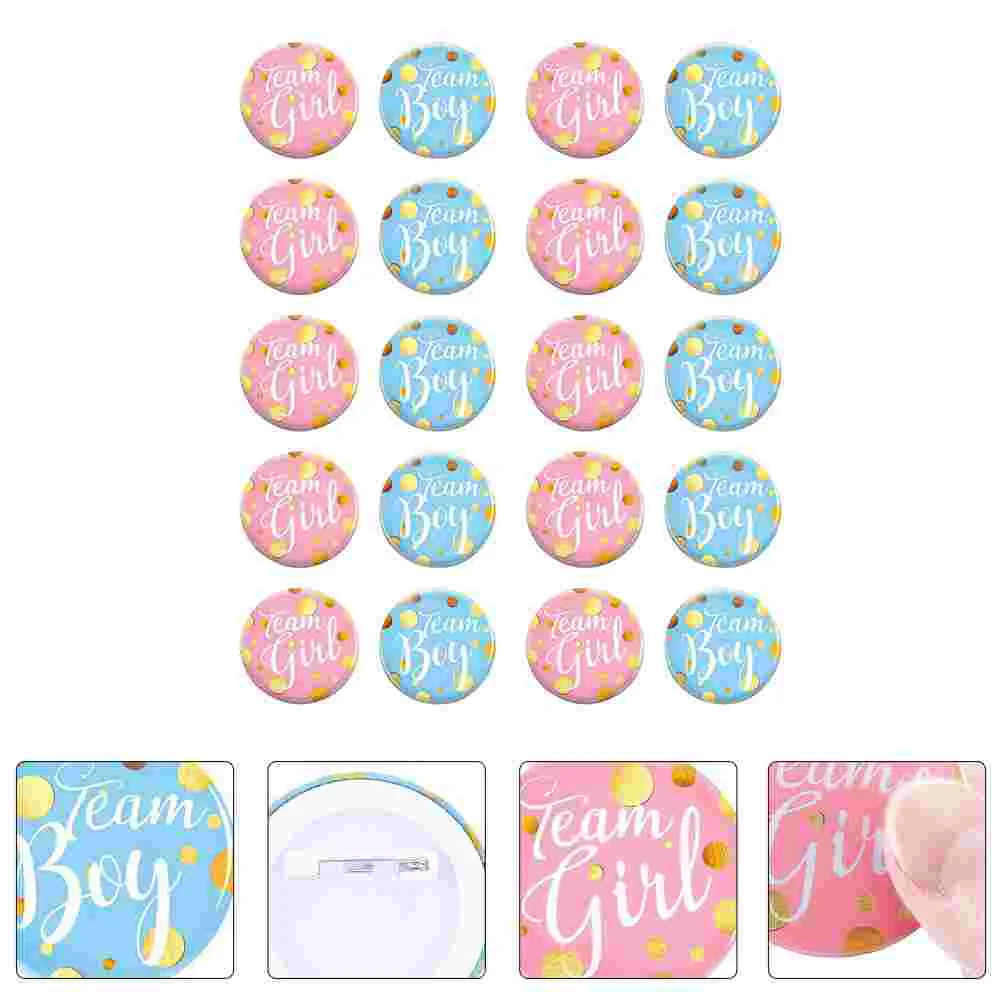 

Brooch Baby Badge Gender Reveal Button Pin Shower Printed Team Girl Tinplatepins Backpack Ideas She Orparty Clothing Badges