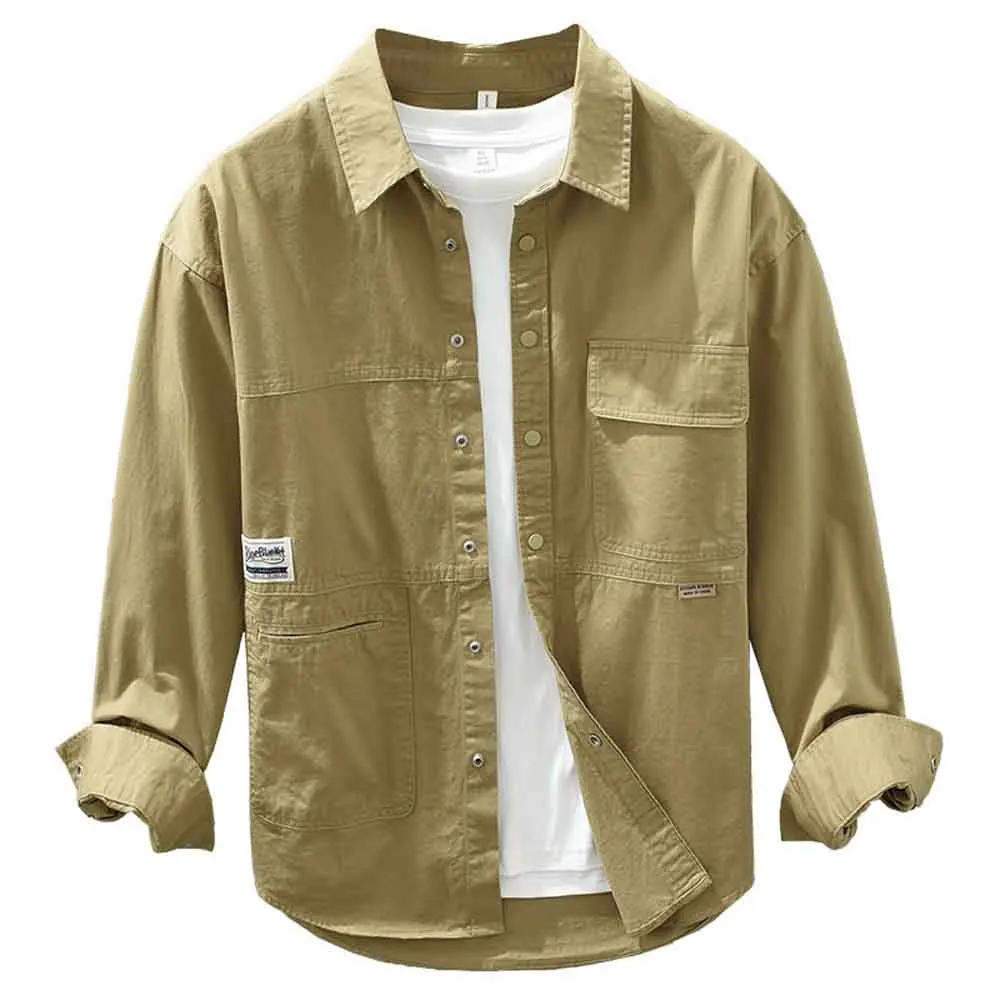 Men White Vintage Shirts Mens Cargo Fashion Oversize Shirt Male Black Casual Streetwear Blouses Cotton Plus Size