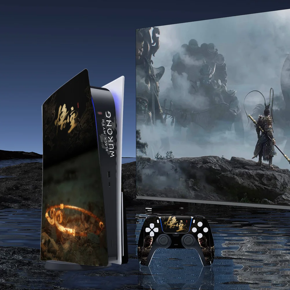 Виниловые наклейки Wukong на консоль и контроллер черного цвета