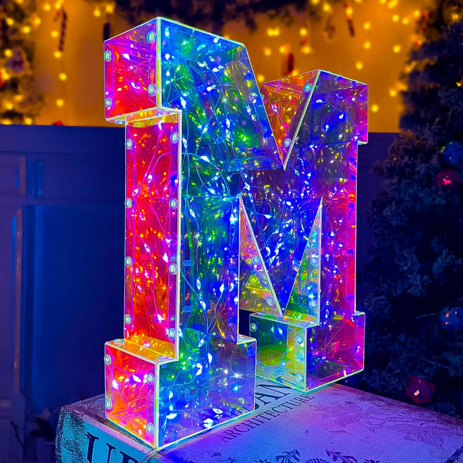 

USB Alphabet Table Lamp Magic Color Laser Alphabet Decorative Lights Holiday Bedroom Atmosphere Decoration Supplies