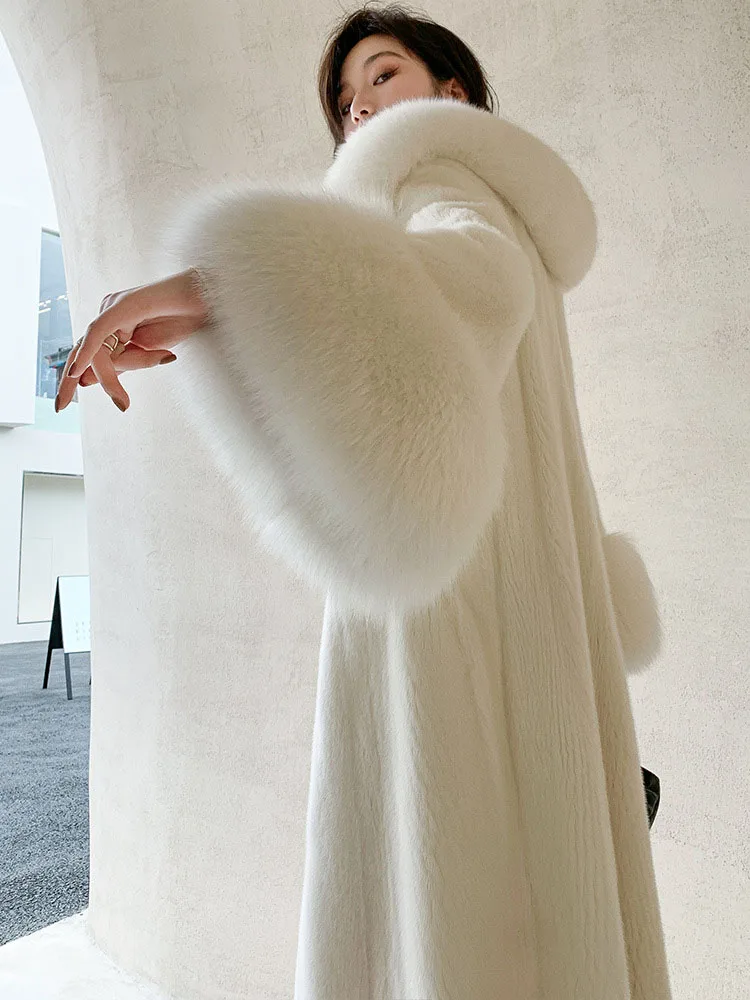 Plush Coat Woman Faux Fox Fur Y2k Jacket Winter Coats 2022 Warm Long Elegant European and American Fashion Fluffy Teddy Clothing