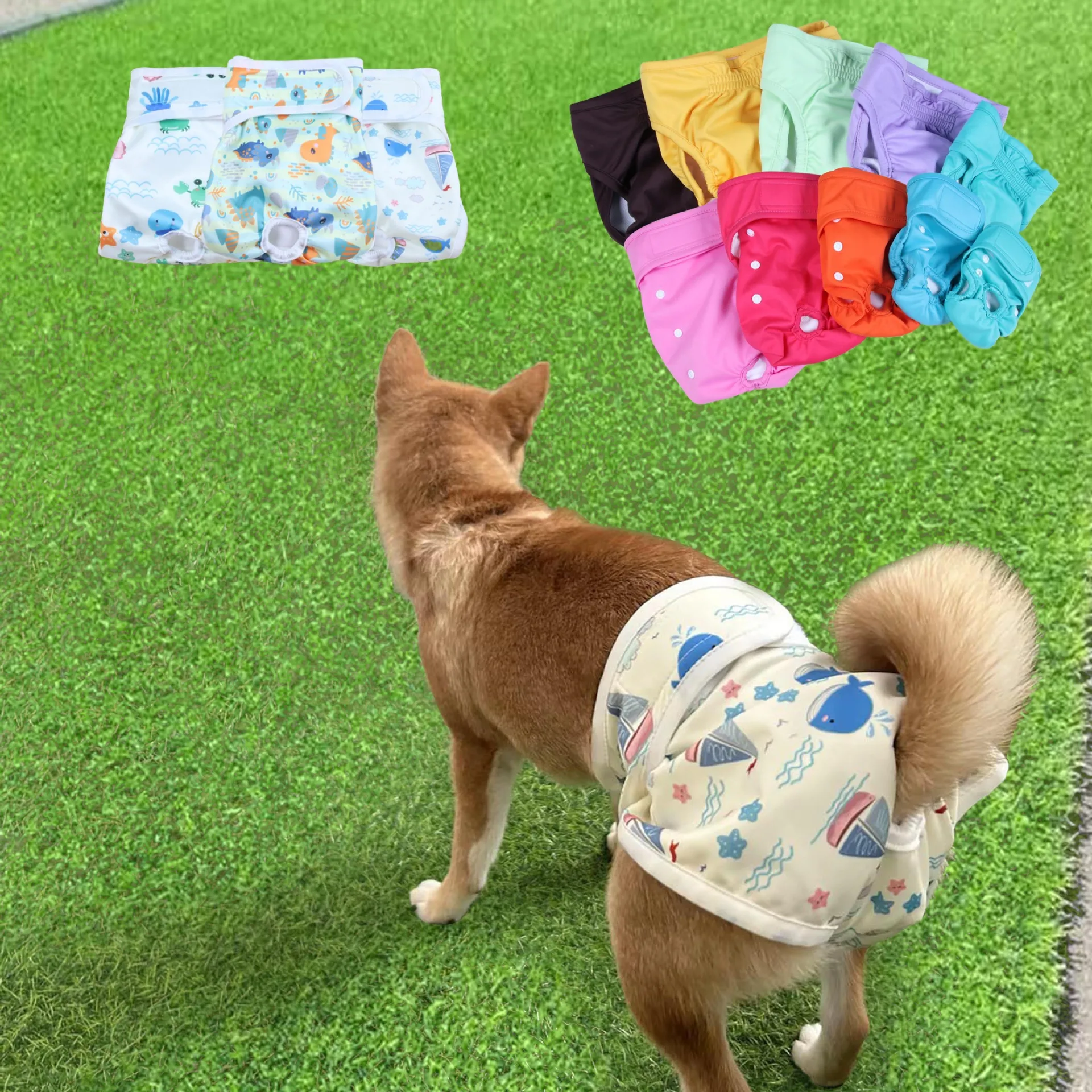 

Dog Physiology Pants Waterproof Solid Color Band Adjustment Button Diaper Female Dog Physiological Pants Pet Physiological Pants