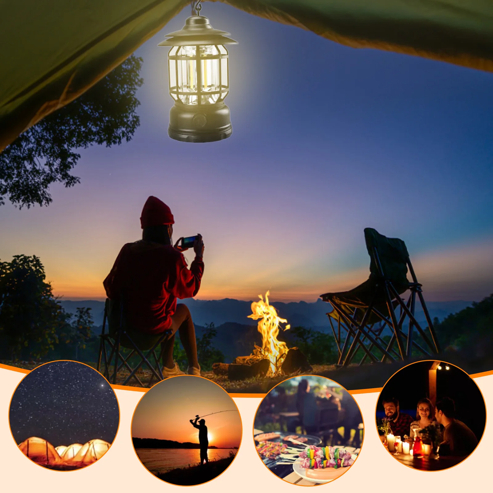 

Многофункциональный водонепроницаемый фонарь для кемпинга 300 люмен, портативный фонарь, перезаряжаемый от USB, аварисветильник фонарь, водо...