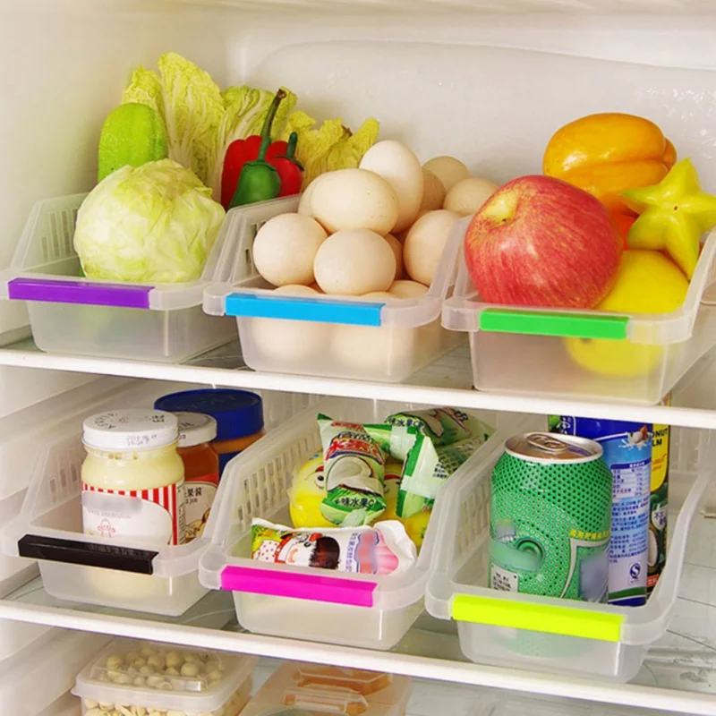 

Refrigerator Storage Basket Portable Basket Plastic Vegetables Egg Fruit Holder Clipping Hanging Drawer Kitchen Storage Containe