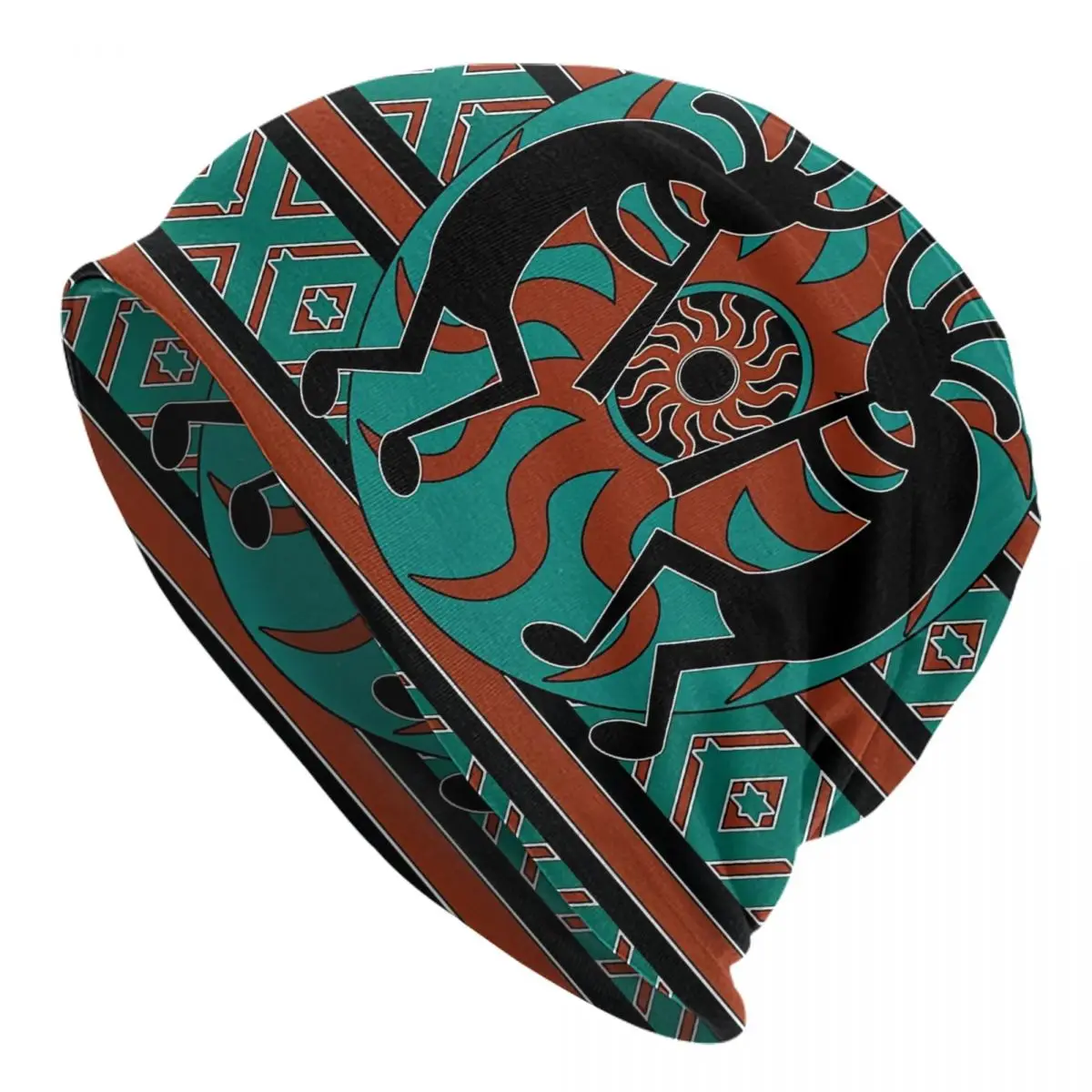 

Teal Black And Brown Kokopelli Southwest Design Fashion Beanie Caps Skullies Beanies Ski Caps Bonnet Homme Hats