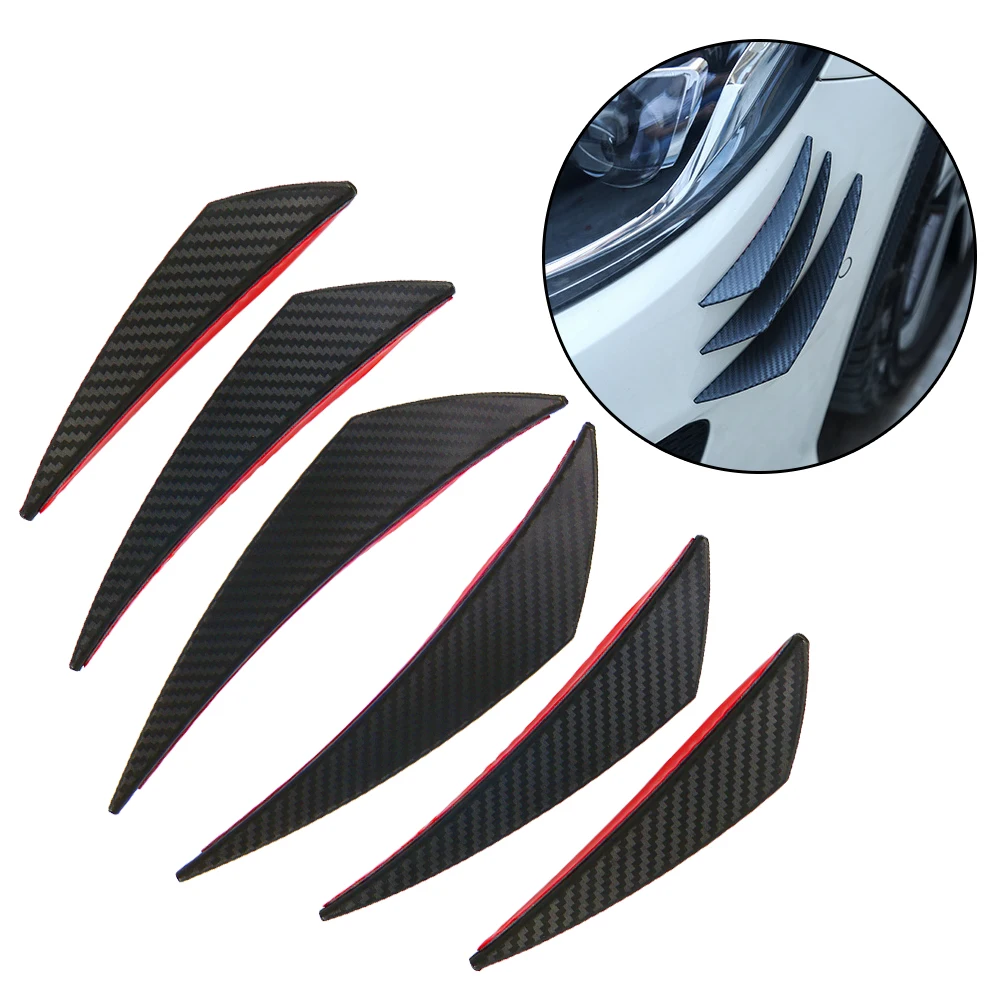 

Rear Diffuser Splitter Fins PVC Bumper Protection Guard Universal Auto Spoiler Wing Kit 6PCS Car Front Bumper Lip