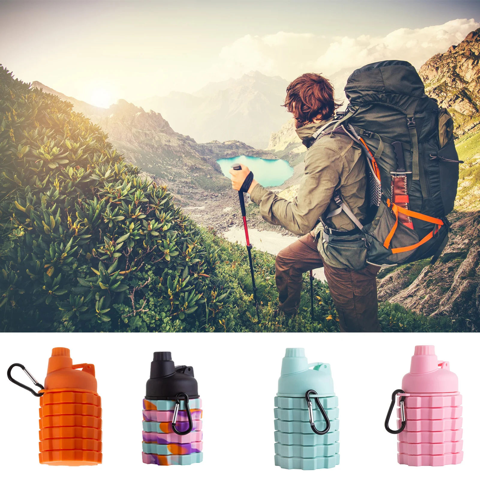 

Складные бутылки для воды, дорожные бутылки для воды, 450 мл, чашка для воды, складные бутылки для воды, походная дорожная бутылка для воды, скл...