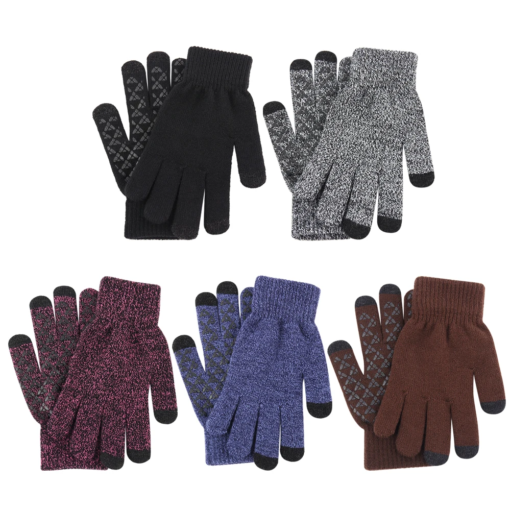 

Вязаные велосипедные зимние ветрозащитные перчатки для мужчин и женщин теплые перчатки для сенсорного экрана перчатки с закрытыми пальцам...