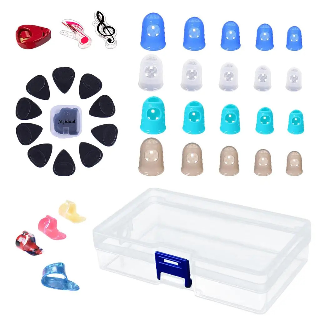 

1 Set of Guitar Bass Accessories, Silicone Fingertip + Picks