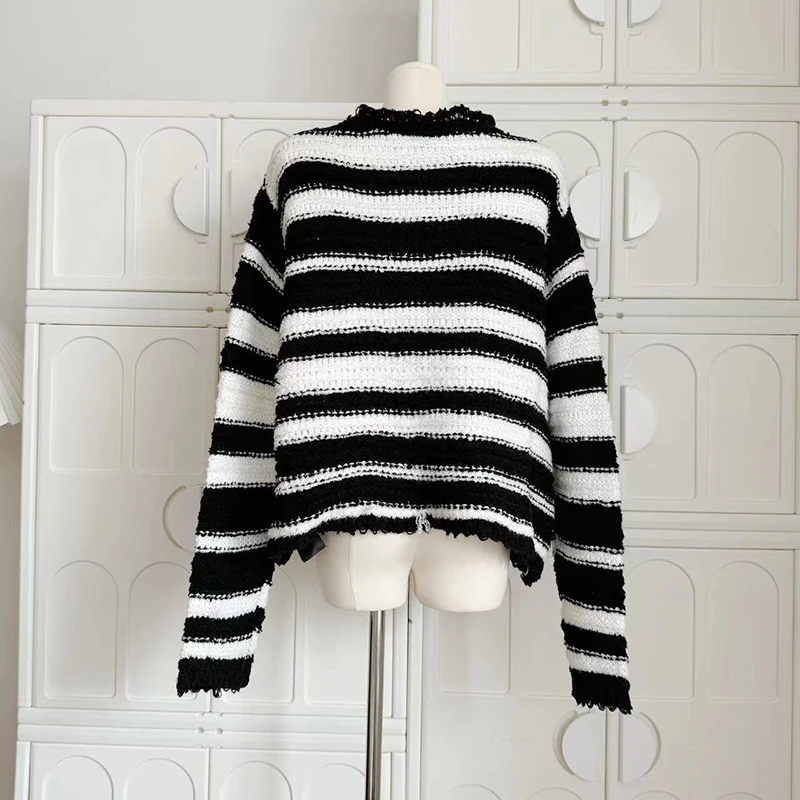 Корейский вязаный женский свитер с круглым вырезом Женское пальто короткий