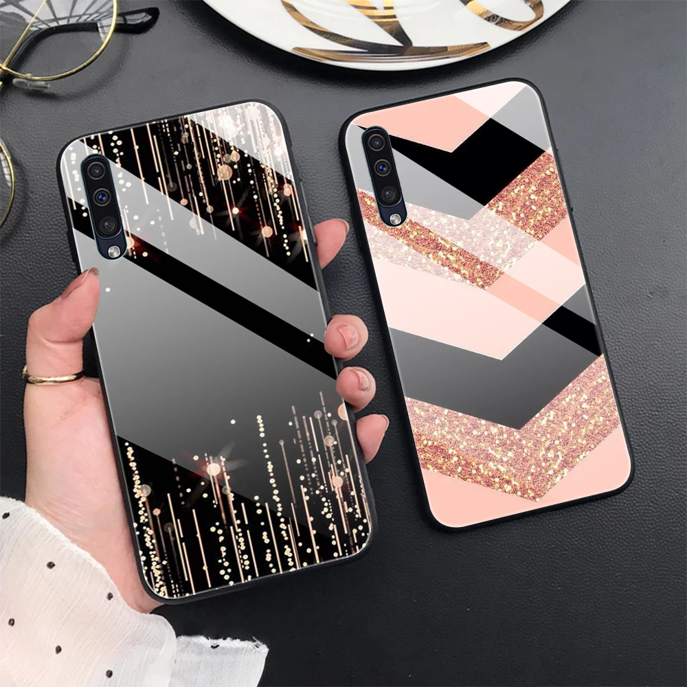 

Love Rose Gold Style Tempered Glass Case For Samsung Galaxy A50 A51 A52 A52S 5G A12 A72 A70 A71 A21S A32 4G A21S A42E A01 A41