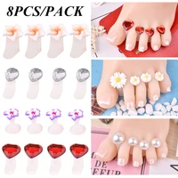 8pcsset soft silicone toe separator foot manicure salon pedicure manicure tool pedicure care nail tool flower stand accessories
