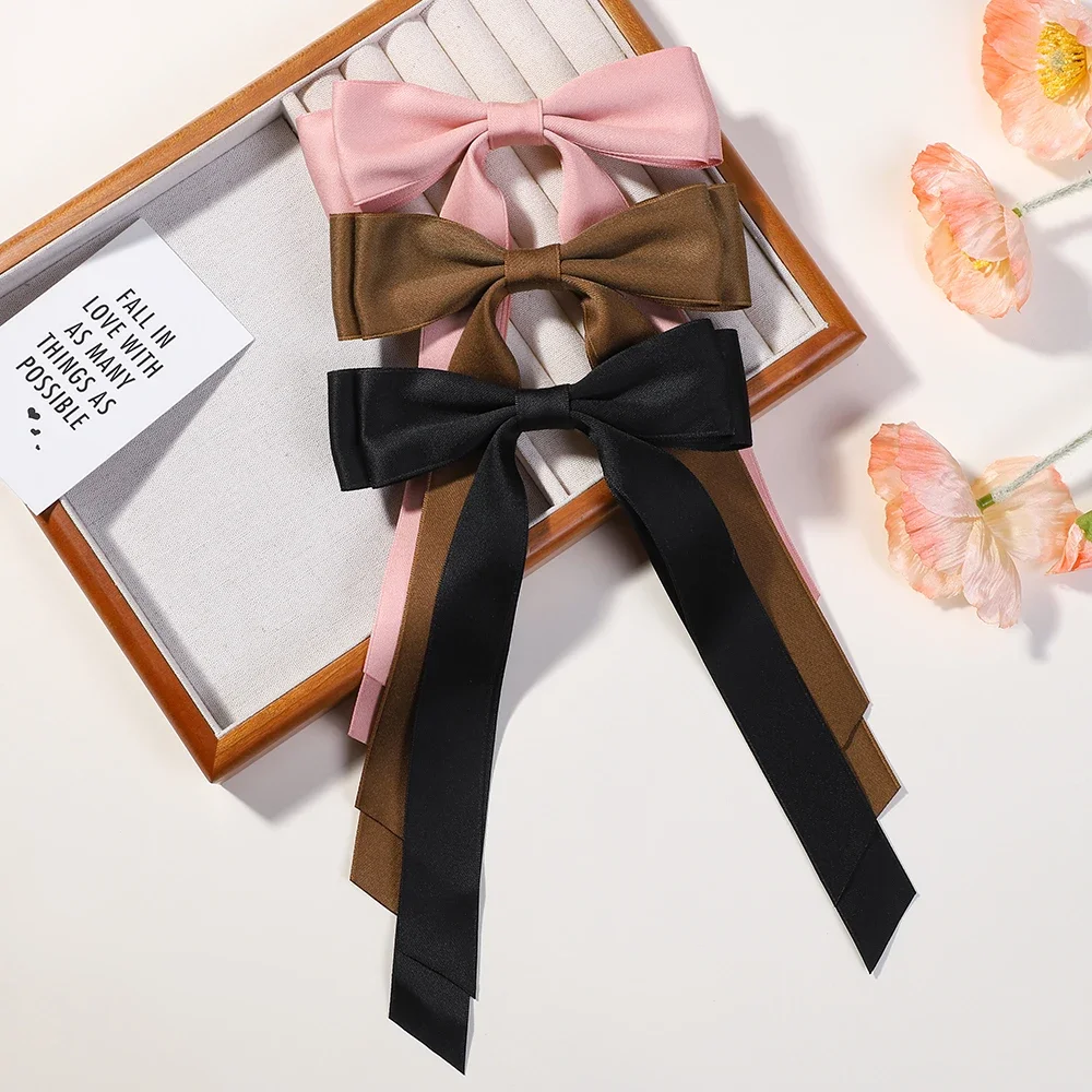 3 шт. женские атласные заколки для волос с бантом