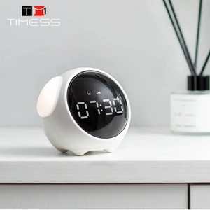 TIMESS Cute Expression Alarm Clock Multi Function Digital LED Voice Controlled Light Bedside Thermometer Clock For Home