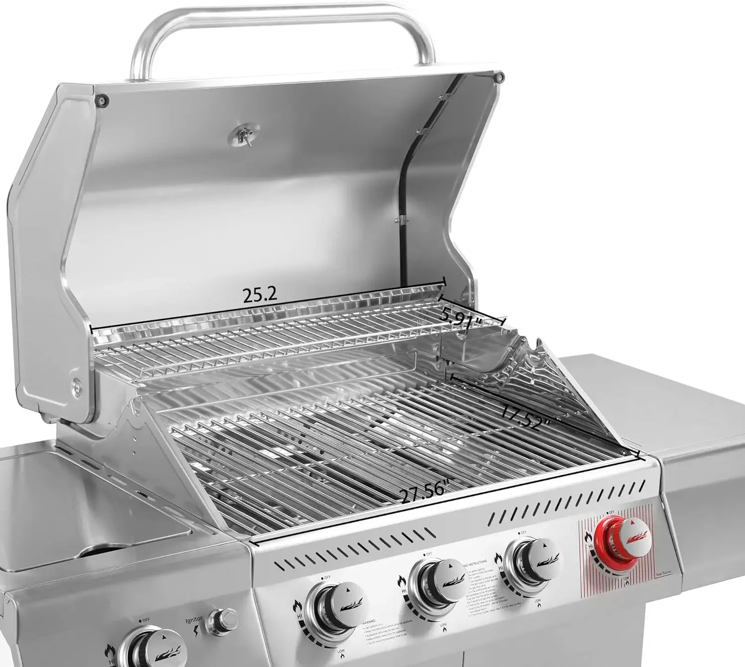 Пропановый гриль для барбекю Gourmet с 4 конфорками газовый из нержавеющей стали