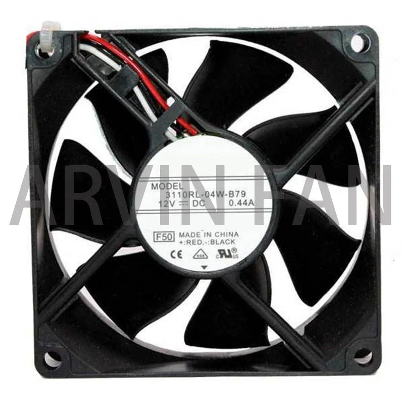 Оригинальные высокоскоростные технические вентиляторы 80 мм 8025 3110RL-04W-B79 12 В 0.44A, серверный квадратный вентилятор, 3-проводной 80x80x25 мм