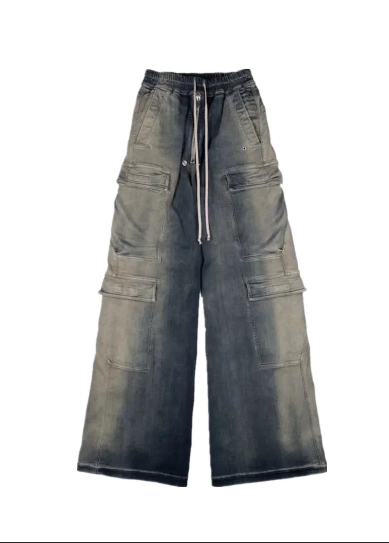 Джинсы RO Style 23SS облегающие одинаковые широкие брюки из потертого синего денима Vibe