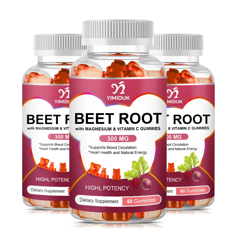 

Organic Beet Root Gummies with Magnesium & Vitamin C for Blood Pressure & Circulation Natural Energy Supplements