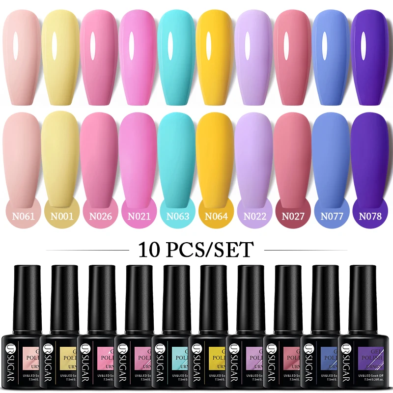 

HEALLOR 10PCS Spring Gel Nail Polish Set Macaron Series Vernis Semi Permanent Soak Off Nail Polish Kit LED UV Lamp Cured Nails